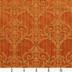 Essentials Upholstery Drapery Damask Strie Fabric Orange Gold / Amber Victorian