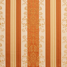 Load image into Gallery viewer, Essentials Upholstery Drapery Damask Stripe Fabric Orange Cream Gold / Amber Vintage