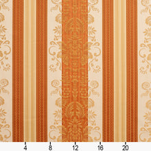 Load image into Gallery viewer, Essentials Upholstery Drapery Damask Stripe Fabric Orange Cream Gold / Amber Vintage