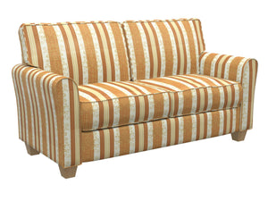 Essentials Upholstery Drapery Damask Stripe Fabric Orange Cream Gold / Amber Vintage