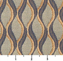Load image into Gallery viewer, Essentials Mid Century Modern Geometric Upholstery Drapery Fabric Dark Blue Beige Trellis / Pebble