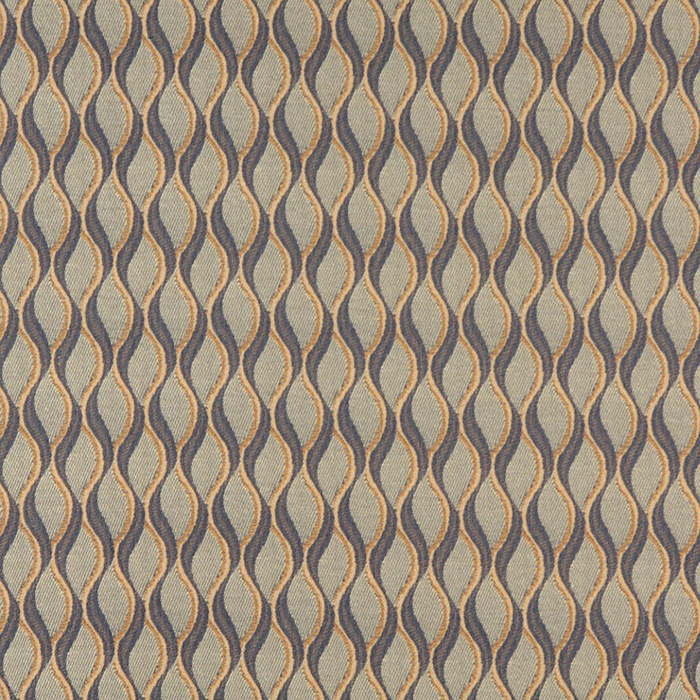 Essentials Mid Century Modern Geometric Upholstery Drapery Fabric Dark Blue Beige Trellis / Pebble
