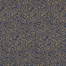 Load image into Gallery viewer, Essentials Heavy Duty Mid Century Modern Scotchgard Upholstery Fabric Dark Blue Gold Paisley / Navy