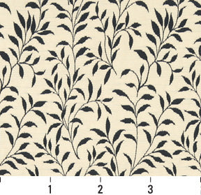 Essentials Floral Drapery Upholstery Fabric Dark Blue Ivory / Navy Leaf