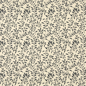 Essentials Floral Drapery Upholstery Fabric Dark Blue Ivory / Navy Leaf