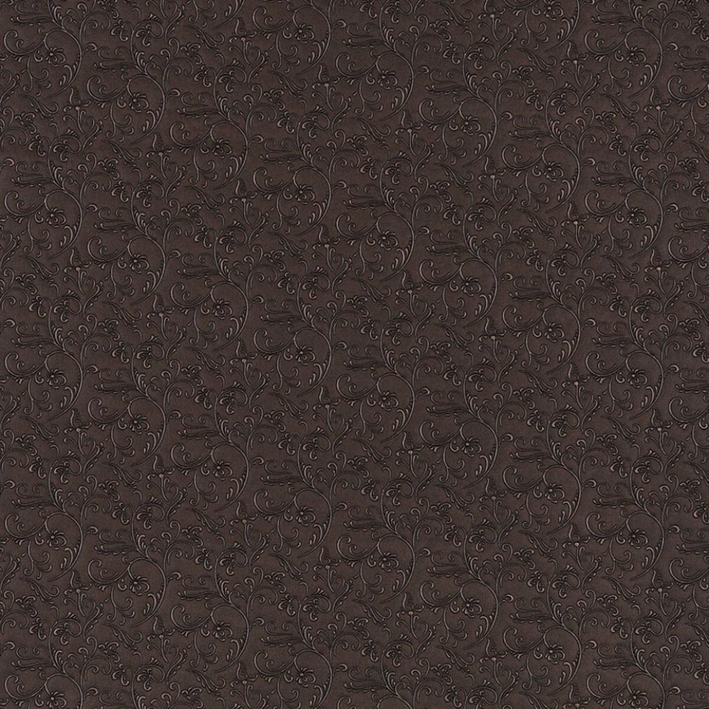 Essentials Heavy Duty Floral Upholstery Vinyl Dark Brown / Nutmeg