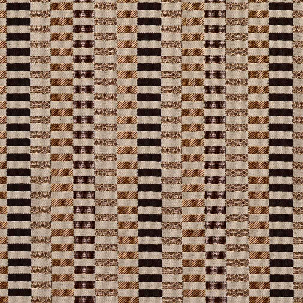 Essentials Dark Brown Yellow Tan Geometric Upholstery Fabric / Gold Shift
