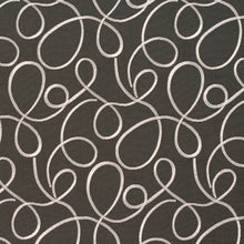 Load image into Gallery viewer, Essentials Linen Upholstery Drapery Fabric Dark Gray White Embroidered Squiggly