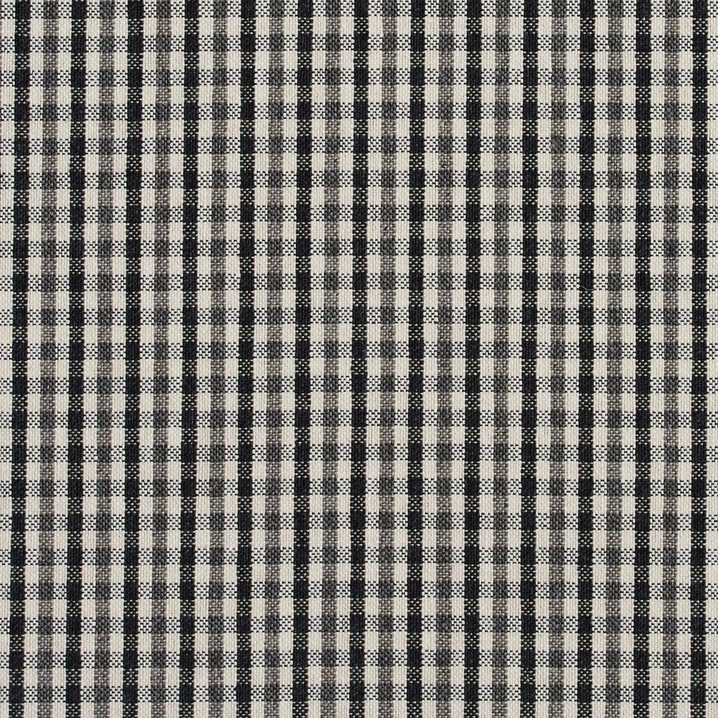 Essentials Black White Plaid Upholstery Fabric / Onyx Check