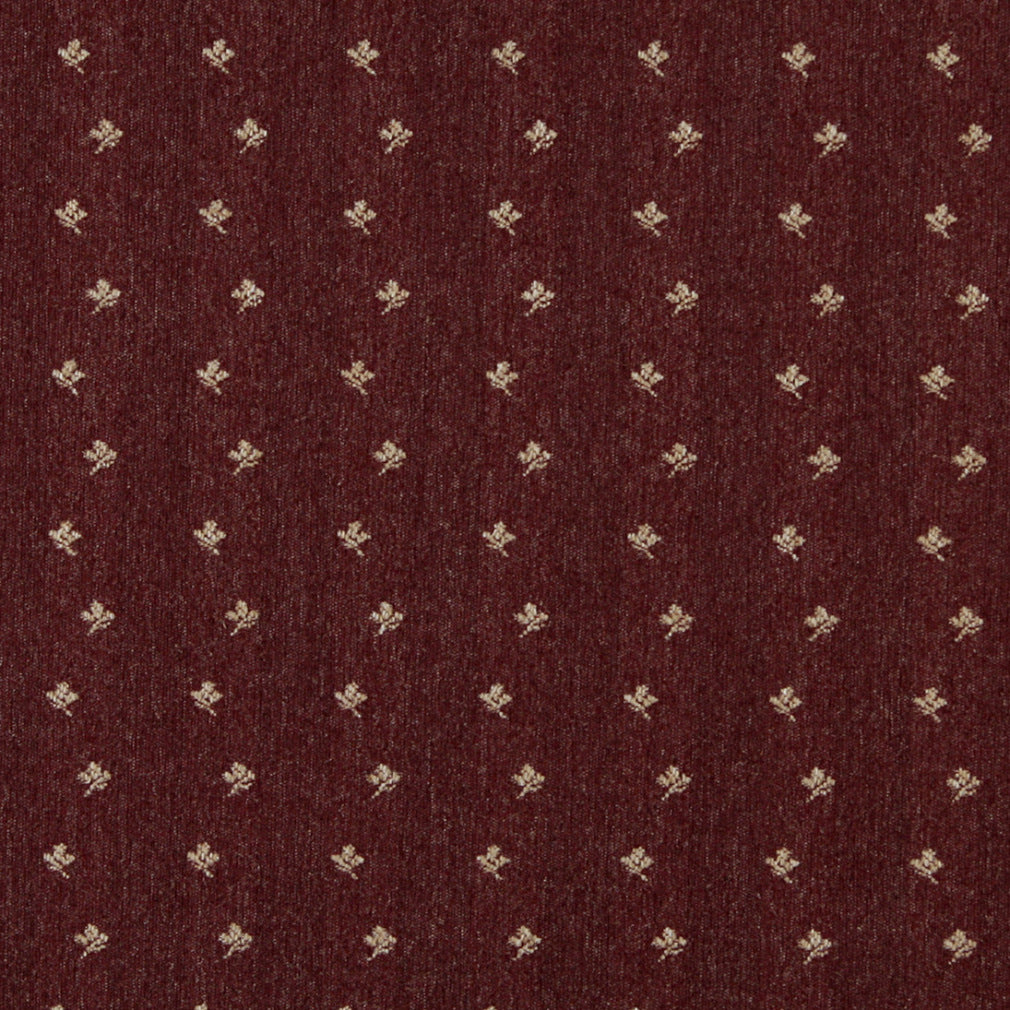 Essentials Dark Red Beige Upholstery Fabric / Burgundy Posey