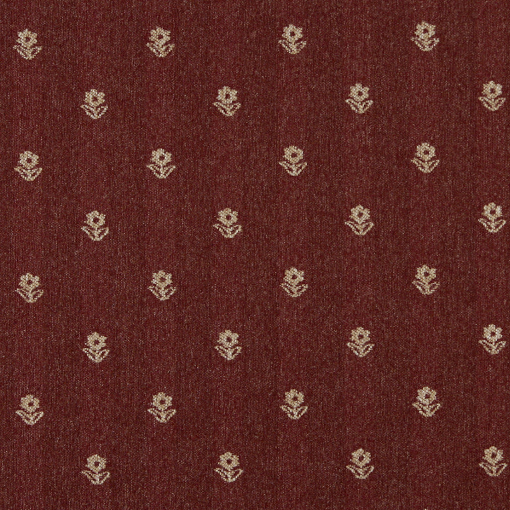 Essentials Dark Red Beige Upholstery Fabric / Spice Petal