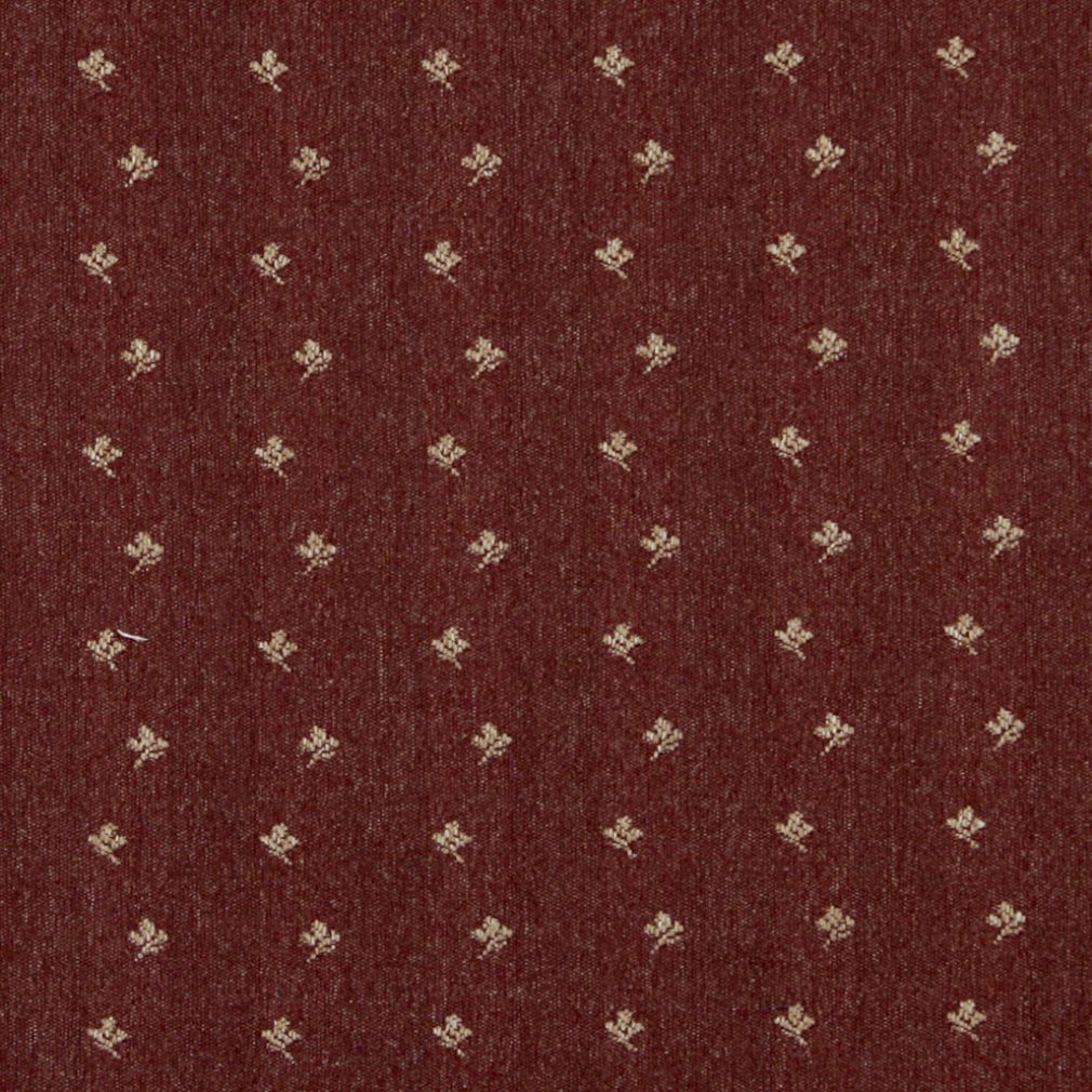 Essentials Dark Red Beige Upholstery Fabric / Spice Posey