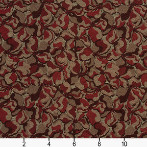 Essentials Heavy Duty Dark Red Taupe Floral Petal Upholstery Fabric / Wine