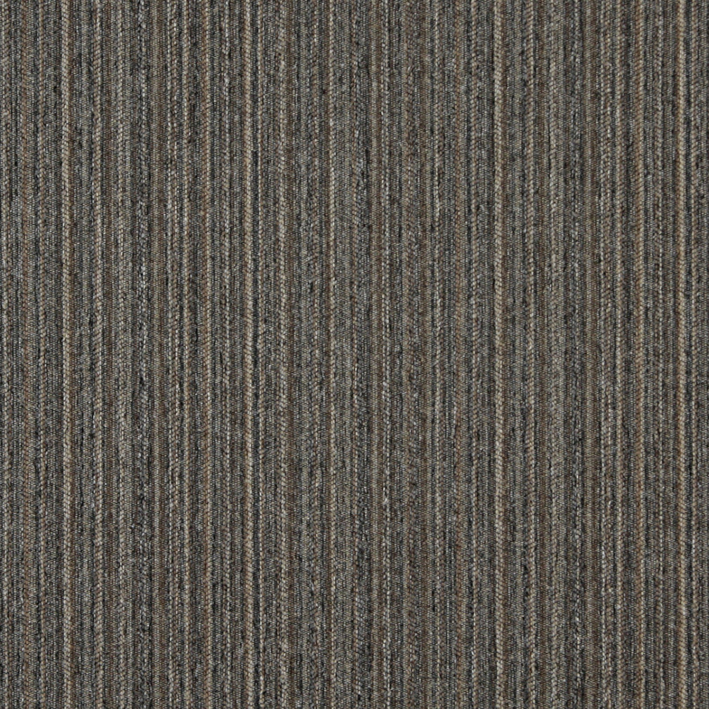 Essentials Dark Tan Navy Gray Stripe Upholstery Fabric / Pebble