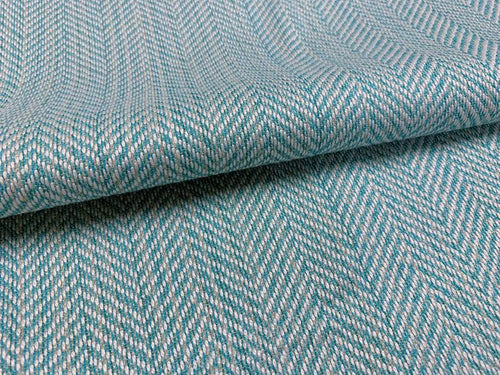 Cowtan & Tout Pool Sunbrella Indoor Outdoor Teal Aqua Beige Herringbone Upholstery Fabric