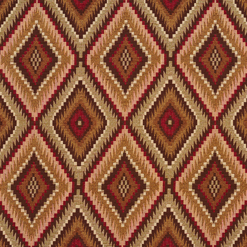 Essentials Diamond Upholstery Fabric Burgundy Brown Beige / Adobe Tuscon