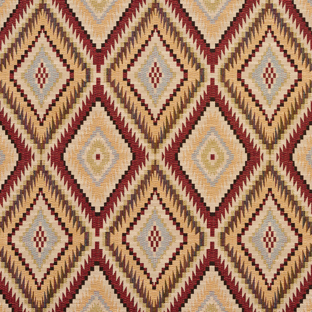 Essentials Diamond Upholstery Fabric Cream Burgundy Gray / Veranda Tuscon
