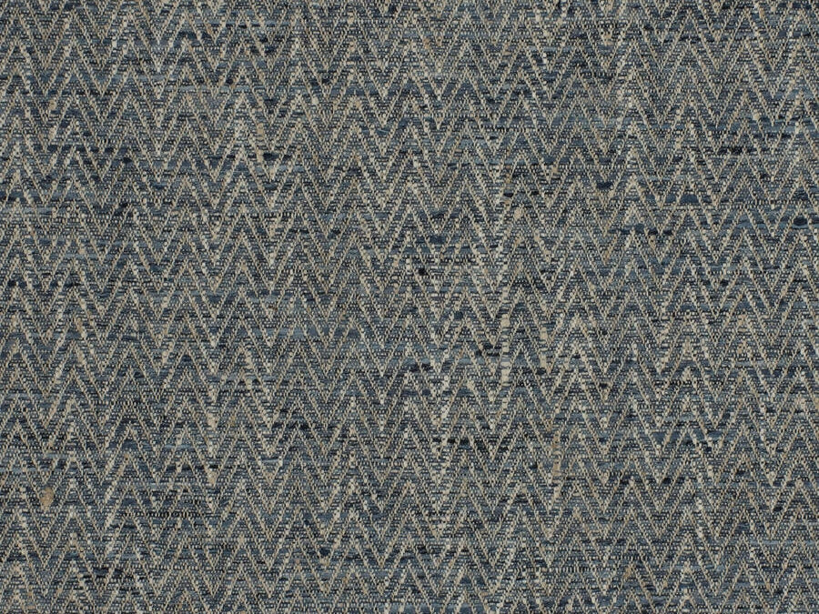 MCM Mid Century Modern Denim Blue Grey Herringbone Tweed Upholstery Drapery Fabric