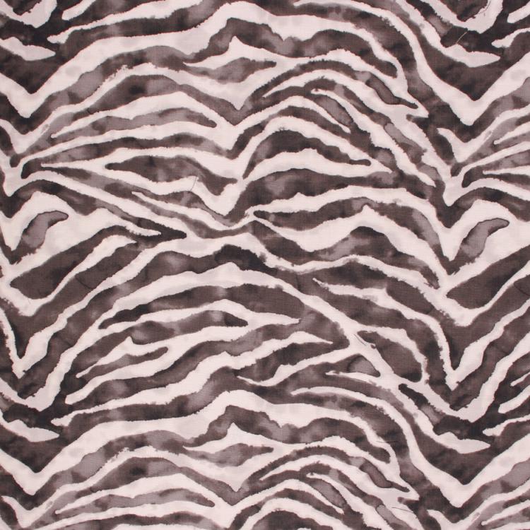Cotton Tiger Pattern Drapery Upholstery Fabric Charcoal Gray Black / Ebony RMIL6