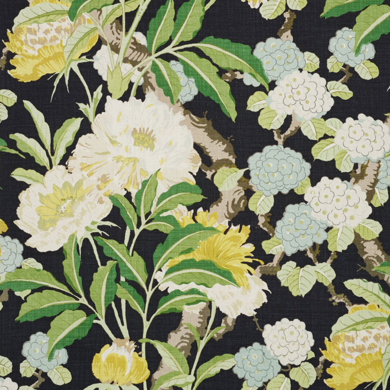 Schumacher Enchanted Garden Fabric | Black Fabric Bistro | Columbia