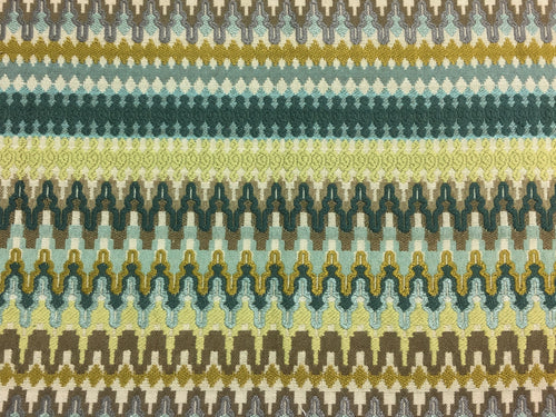 Kravet Exotic Travels Olive Green Aqua Blue Teal Geometric Water Resistant Upholstery Fabric