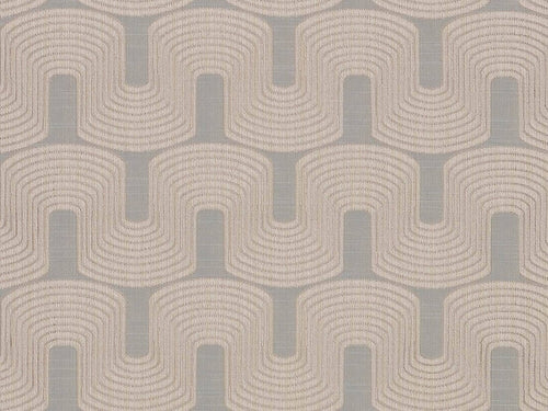 Steel Blue Grey Taupe Geometric Abstract Art Deco Drapery Fabric