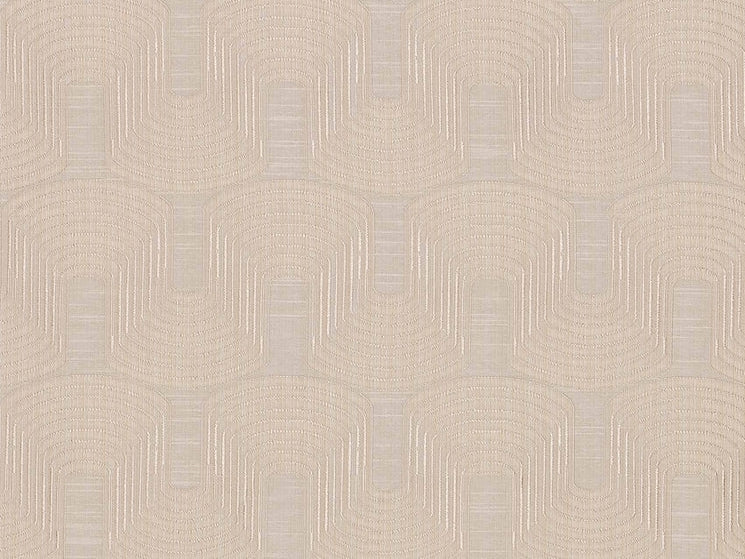 Beige Neutral Geometric Abstract Art Deco Drapery Fabric