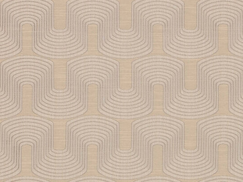 Wheat Beige Taupe Geometric Abstract Art Deco Drapery Fabric