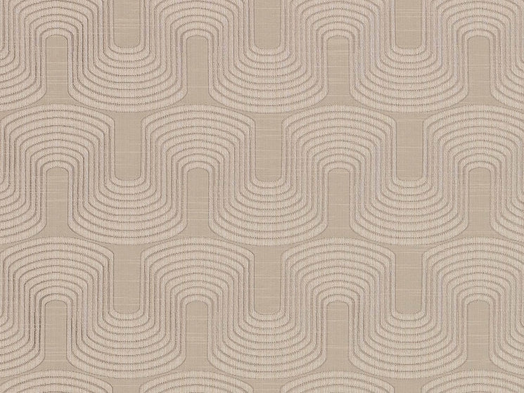 Taupe Neutral Geometric Abstract Art Deco Drapery Fabric