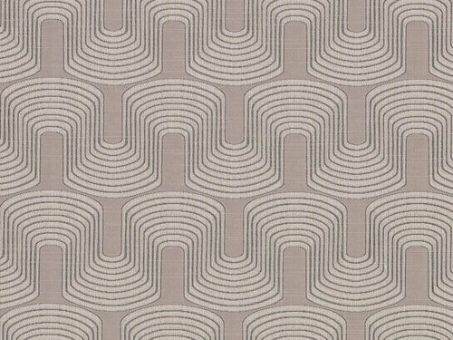 Beige Grey Taupe Geometric Abstract Art Deco Drapery Fabric