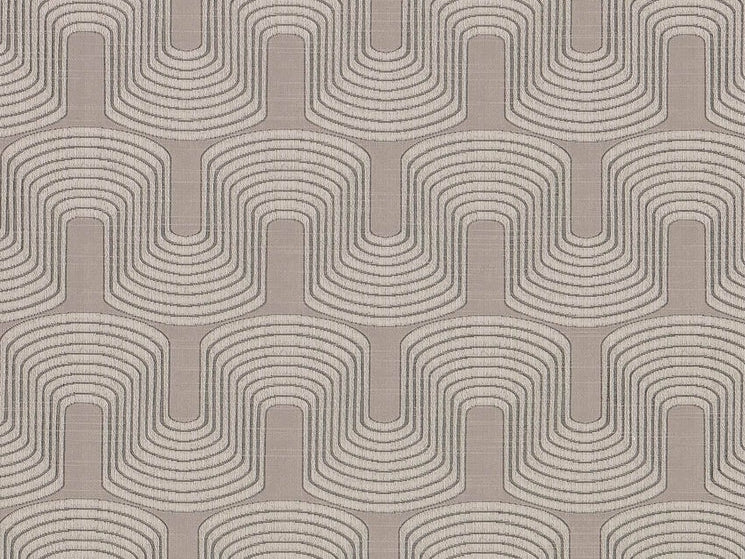 Beige Grey Taupe Geometric Abstract Art Deco Drapery Fabric