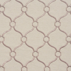 Essentials Upholstery Drapery Embroidered Geometric Trellis Fabric Ivory Gray / CB900-11