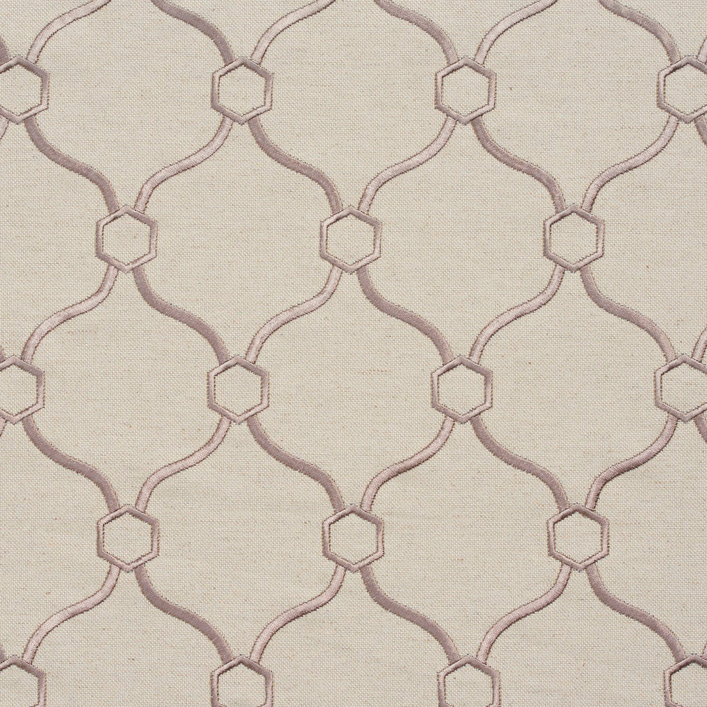 Essentials Upholstery Drapery Embroidered Geometric Trellis Fabric Ivory Gray / CB900-11