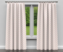Load image into Gallery viewer, Essentials Upholstery Drapery Embroidered Trellis Geometric Fabric / Coral White
