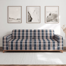 Load image into Gallery viewer, Blue Brown Check Plaid Stain Resistant Upholstery Fabric