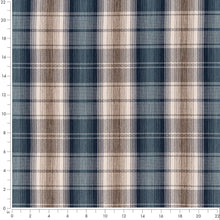 Load image into Gallery viewer, Blue Brown Check Plaid Stain Resistant Upholstery Fabric