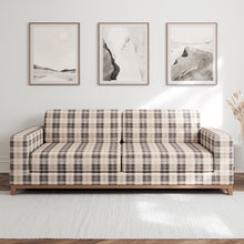 Load image into Gallery viewer, Beige Grey Check Plaid Stain Resistant Upholstery Fabric