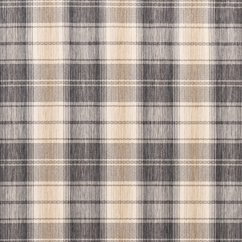 Beige Grey Check Plaid Stain Resistant Upholstery Fabric
