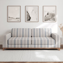 Load image into Gallery viewer, Ivory Blue Stripe Upholstery Stain Resistant Fabric
