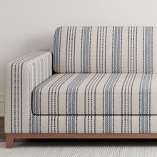 Load image into Gallery viewer, Ivory Blue Stripe Upholstery Stain Resistant Fabric