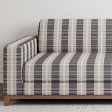 Load image into Gallery viewer, Beige Grey Plaid Check Stain Resistant Upholstery Fabric