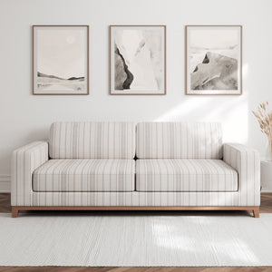 Light Grey Natural Stripe Upholstery Stain Resistant Fabric