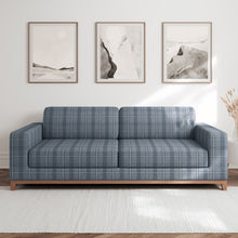 Load image into Gallery viewer, Blue Grey Check Plaid Stain Resistant Upholstery Fabric