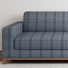 Load image into Gallery viewer, Blue Grey Check Plaid Stain Resistant Upholstery Fabric