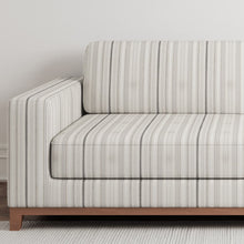 Load image into Gallery viewer, Beige Grey Stripe Stain Resistant Upholstery Fabric