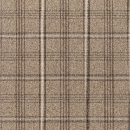 Brown Check Plaid Stain Resistant Upholstery Fabric