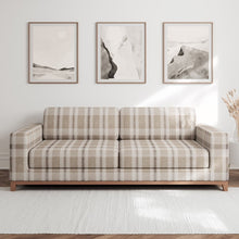 Load image into Gallery viewer, Beige Ivory Grey Check Plaid Stain Resistant Upholstery Fabric