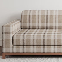 Load image into Gallery viewer, Beige Ivory Grey Check Plaid Stain Resistant Upholstery Fabric