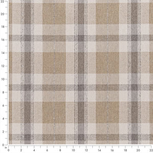 Beige Ivory Grey Check Plaid Stain Resistant Upholstery Fabric