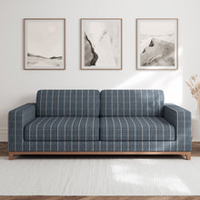 Load image into Gallery viewer, Dark Blue Beige Stripe Stain Resistant Upholstery Fabric